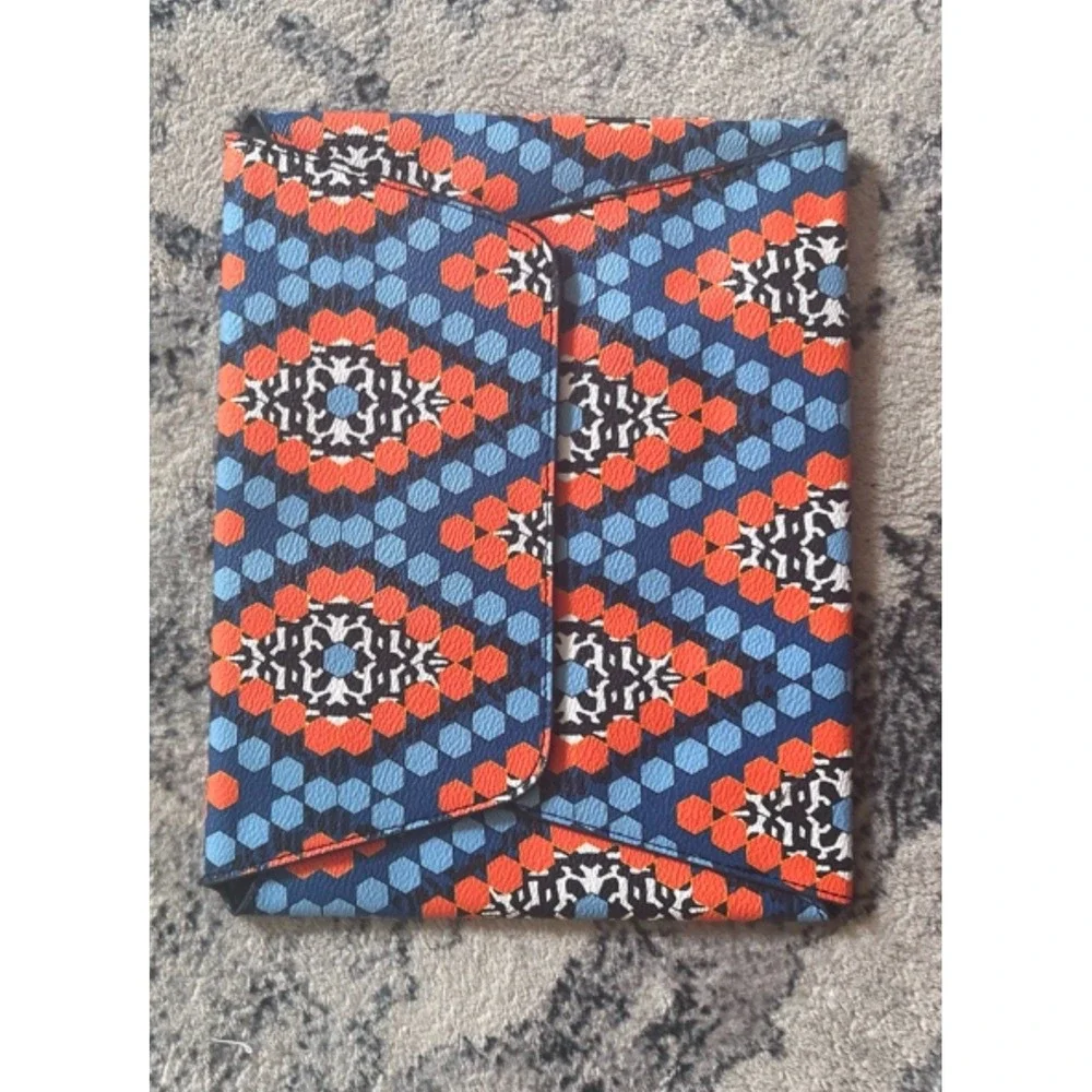 Vera Bradley Geometric Pattern Tablet/eReader Sleeve Pouch Case Blue Orange